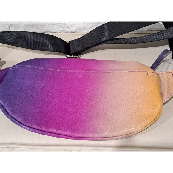 Aimee Kestenberg Gradient Leather Fanny Pack Ombre Adjustable Luxury Unisex - Picture 8 of 14